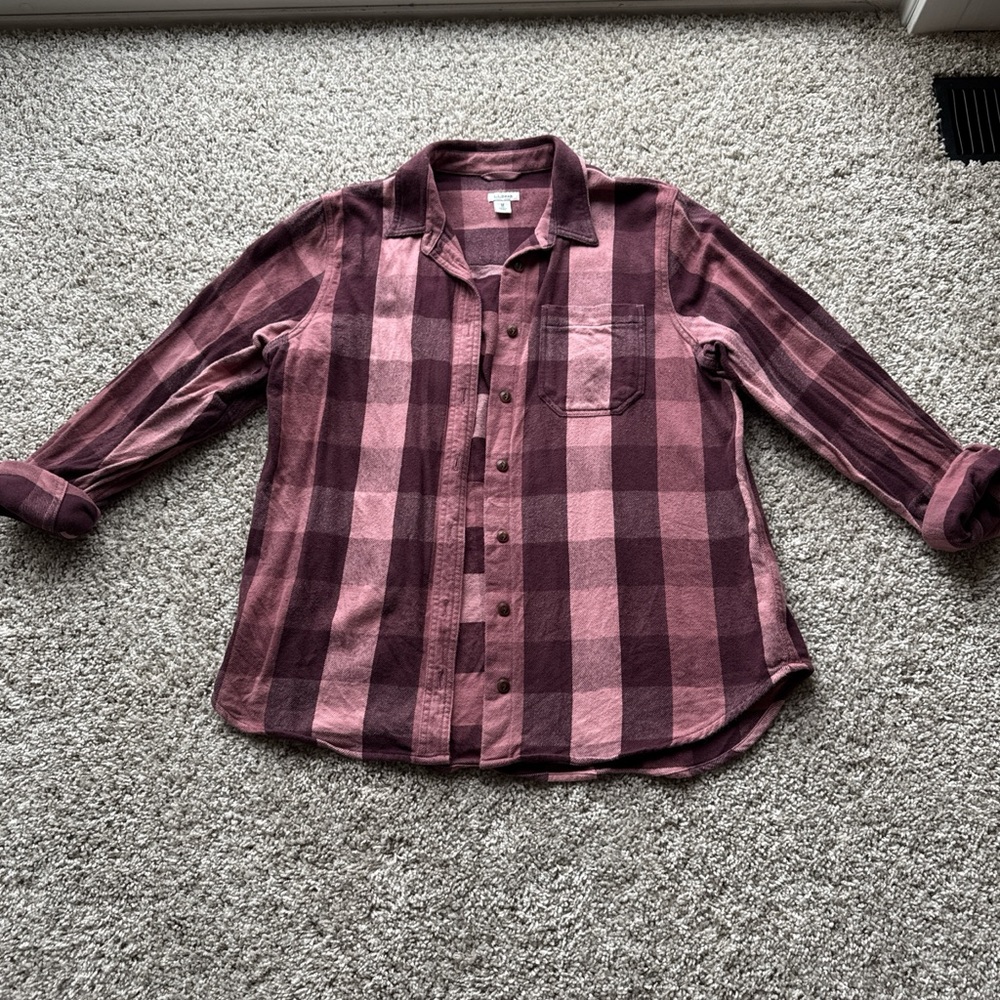 Plaid Womens Shirt - Burgundy and Pink